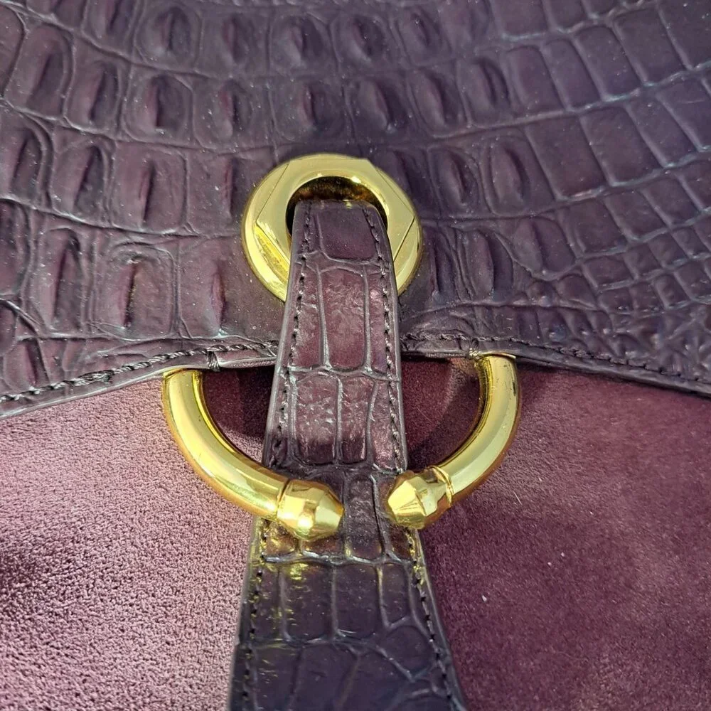 New Oryany Roc Suede Leather Shoulder Bag Purse Crossbody Burgundy Luxury Read - Picture 3 of 11